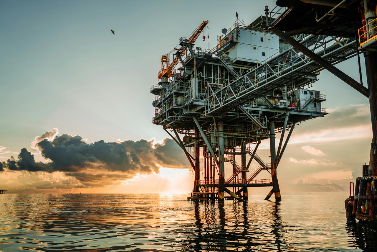 Offshore oil platform in hazardous area